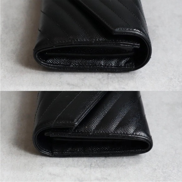 Yves Saint Laurent Black Quilted Wallet with Gold Logo - Picture 6 of 11